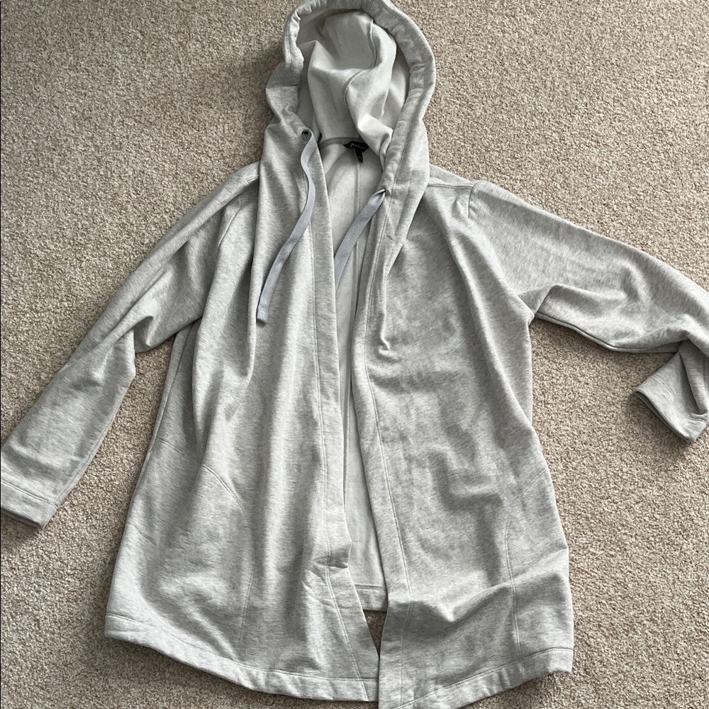 Women's Gray Hooded open cardigan sweatshirt